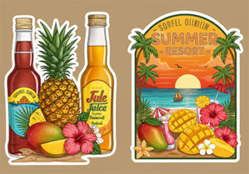 夏-8月のバカンス商品用販促ラベルアイディア-トロピカル商品向けラベル_20250806